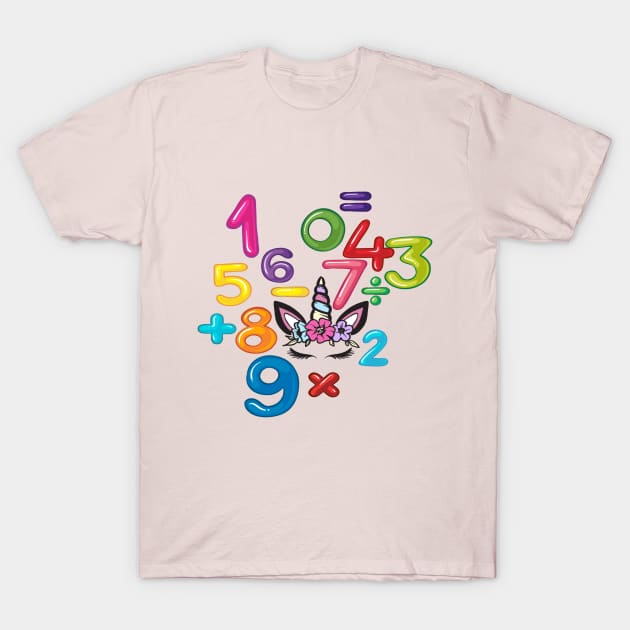 unicorn Number day kids costume Numbers Math day calculator funny T-Shirt by YuriArt